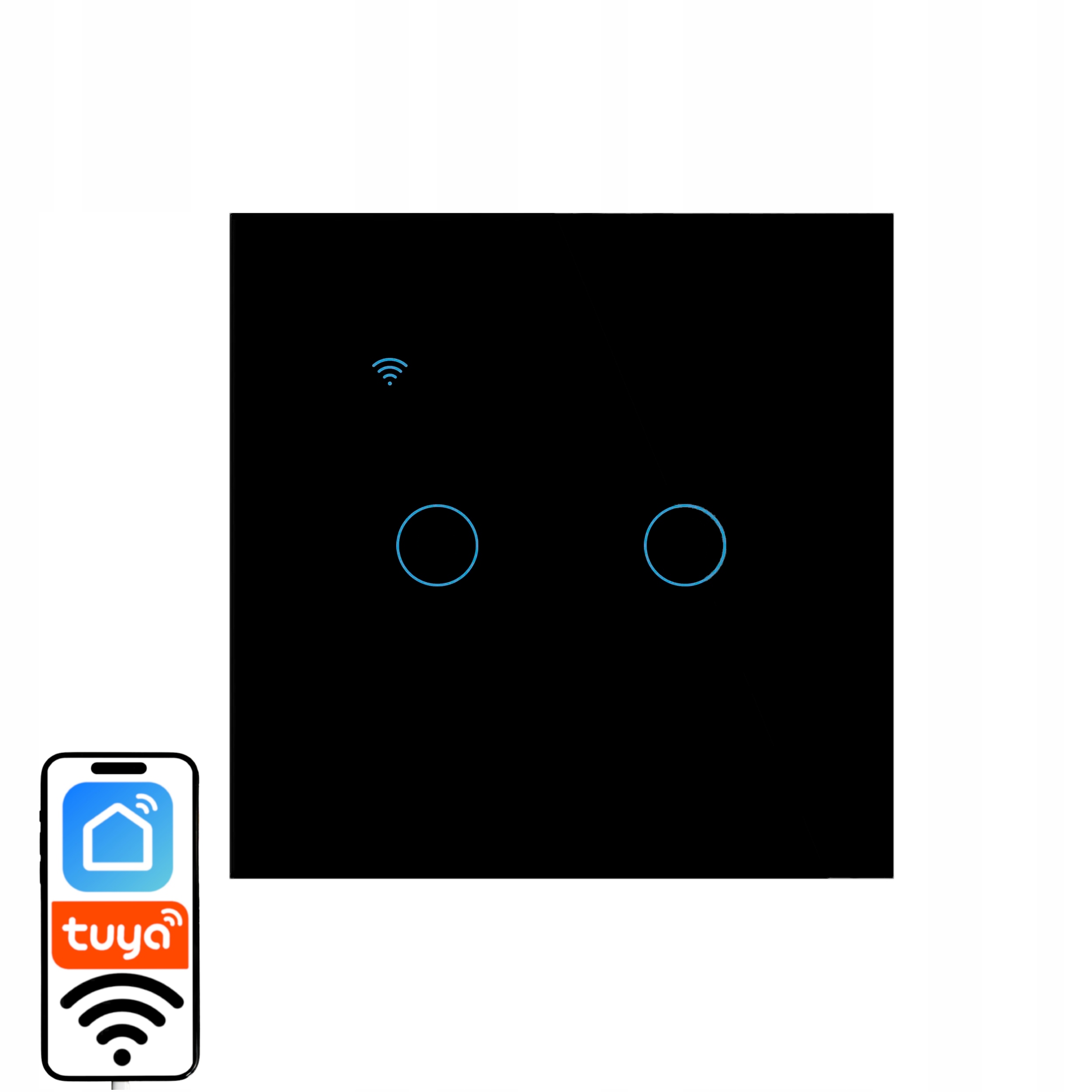 SPÍNAČ SKLA WIFI SPÍNAČ SVETLA ČIERNA DOUBLE TUYA SMART FI60